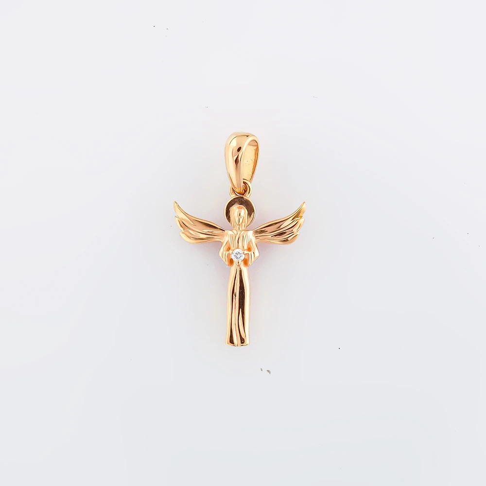 Подвес с бриллиантом из красного золота 585 пробы