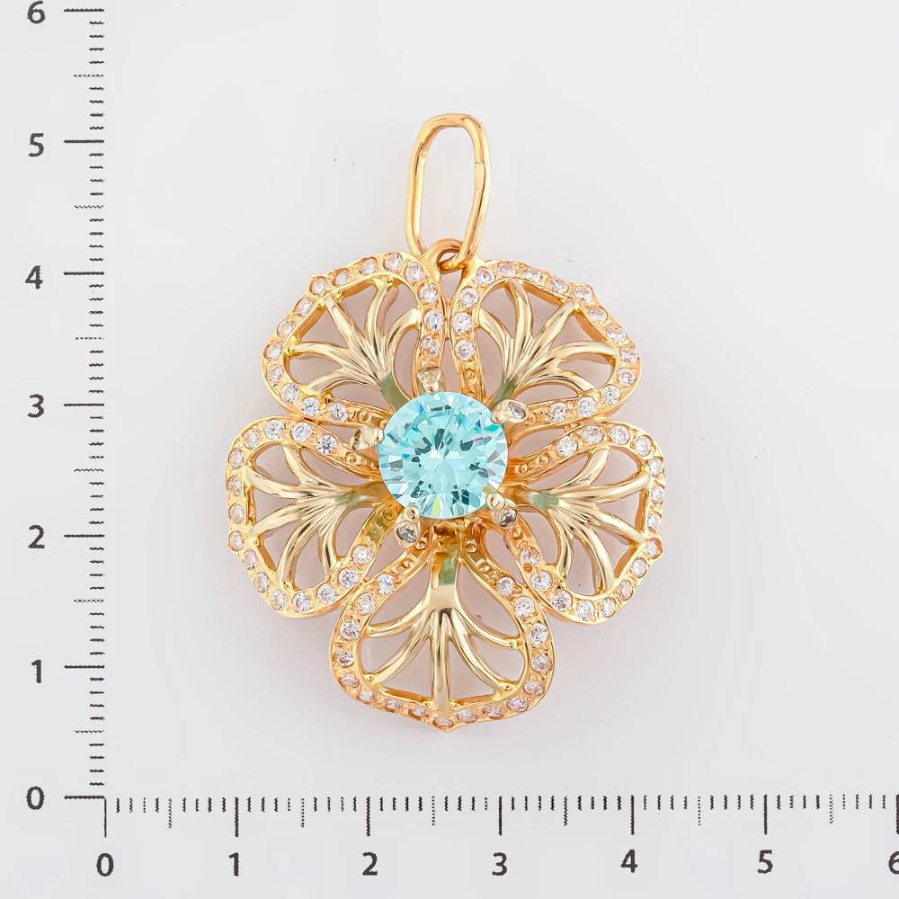 Подвес с ситаллом из красного золота 585 пробы