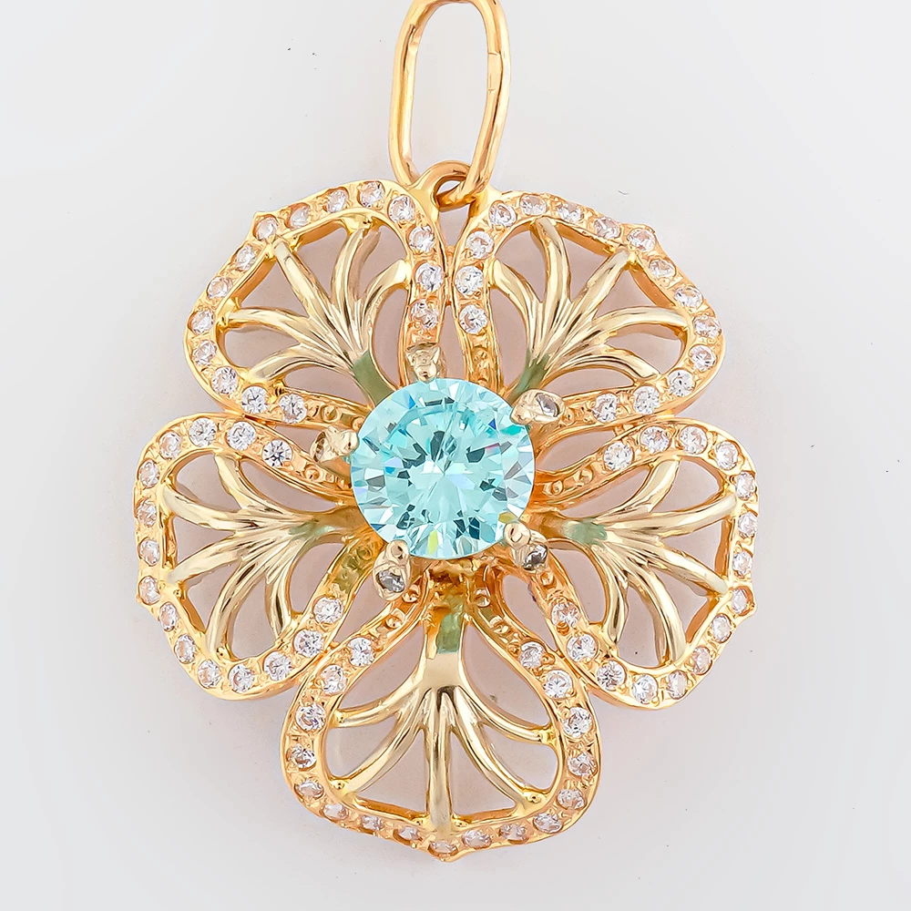 Подвес с ситаллом из красного золота 585 пробы