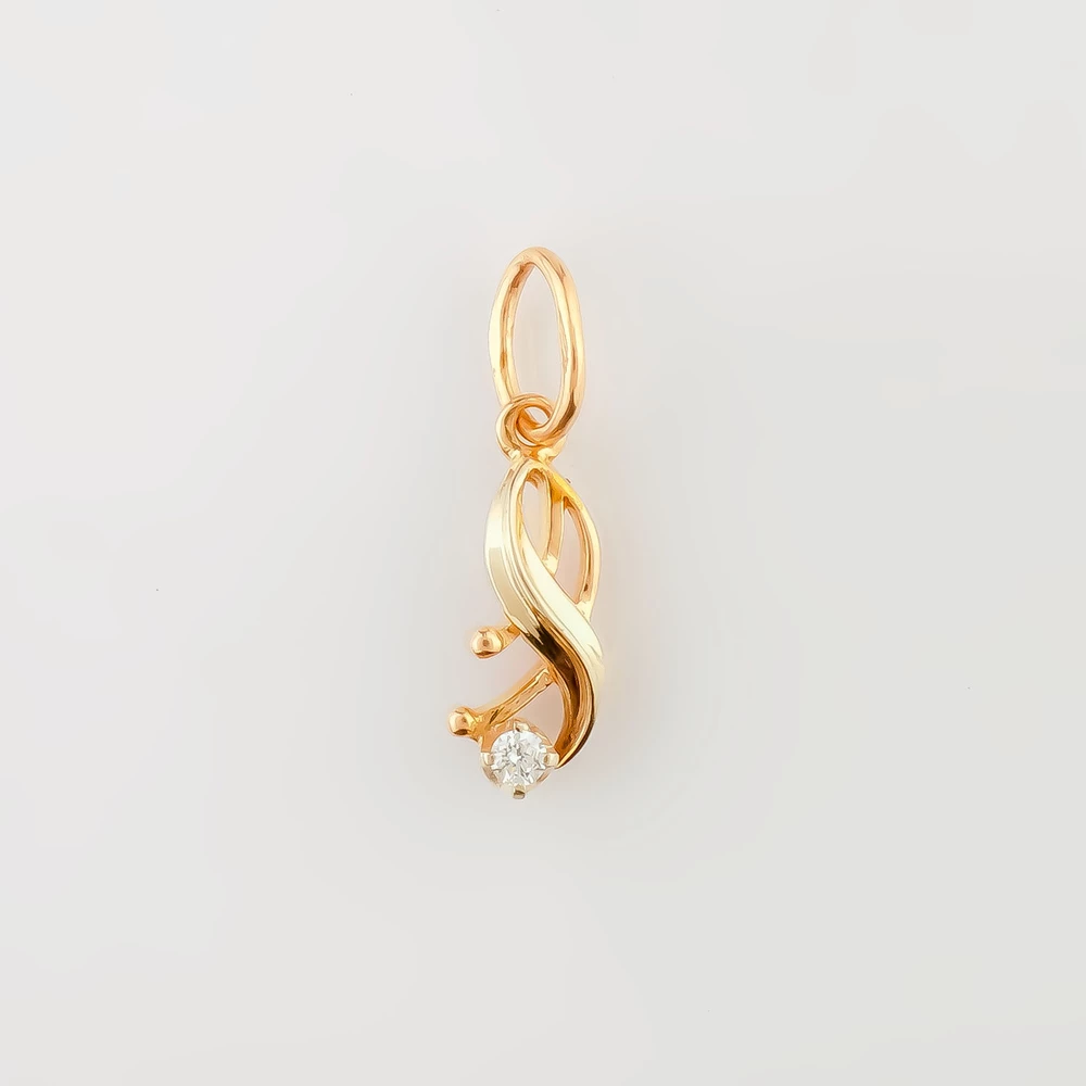 Подвес с бриллиантом из красного золота 585 пробы