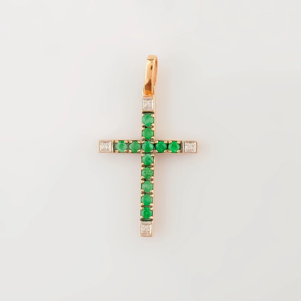 Подвес с изумрудом из красного золота 585 пробы