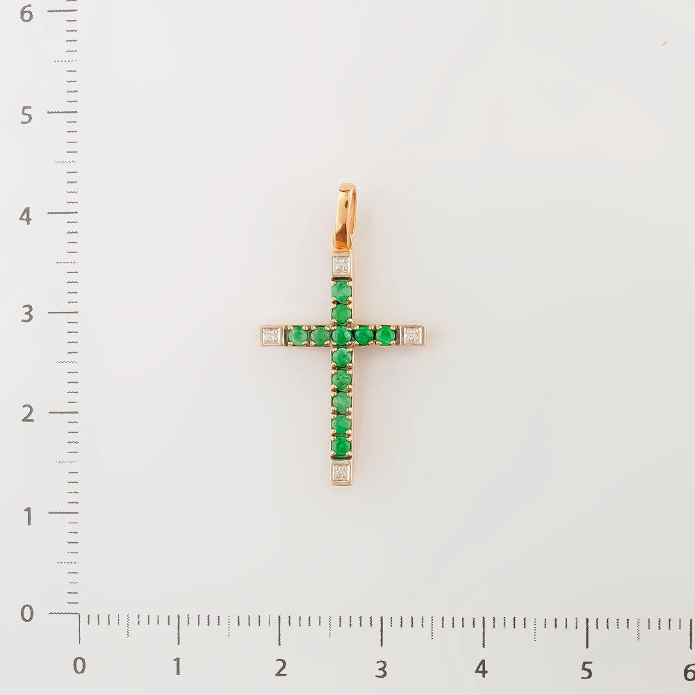 Подвес с изумрудом из красного золота 585 пробы