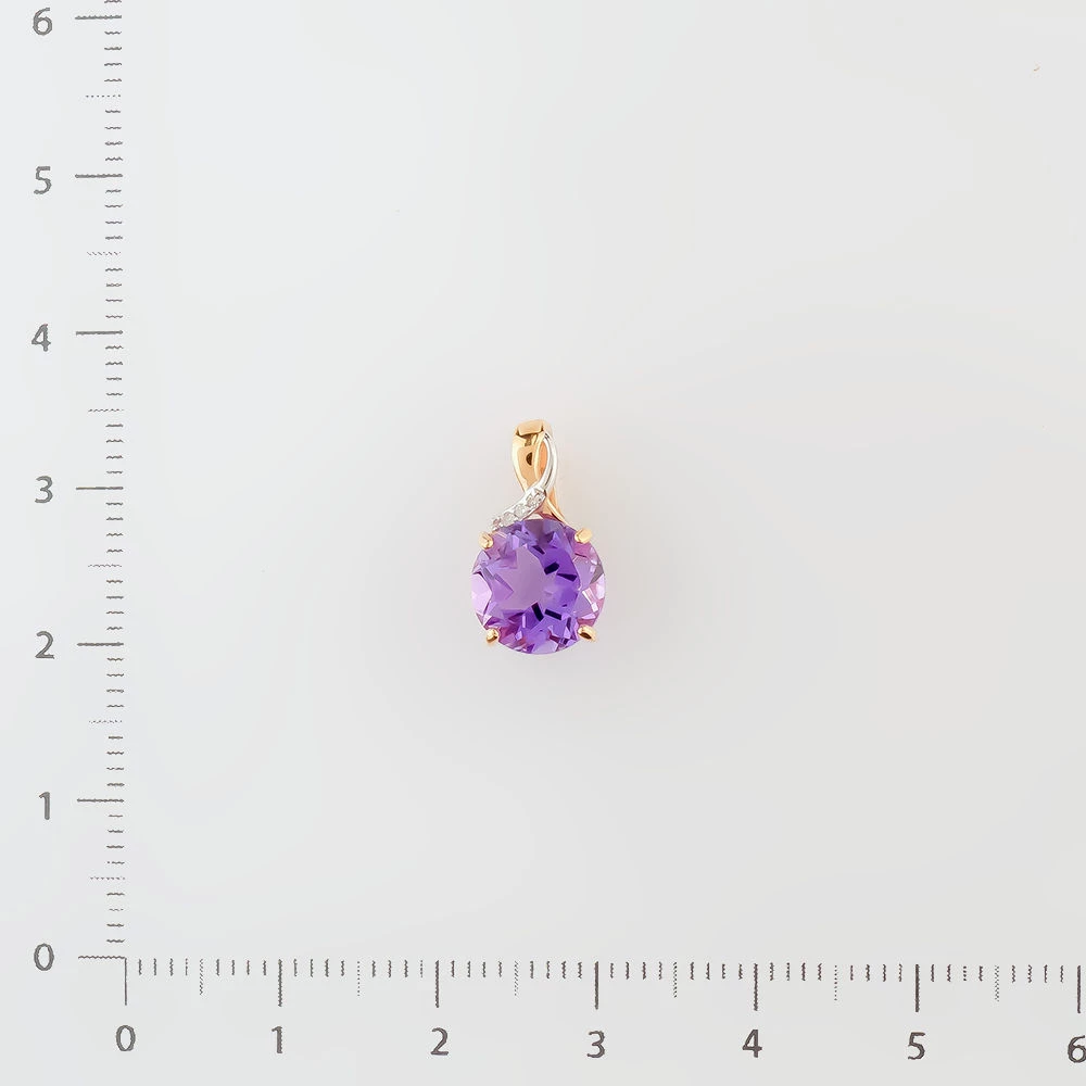 Подвес с аметистом из красного золота 585 пробы