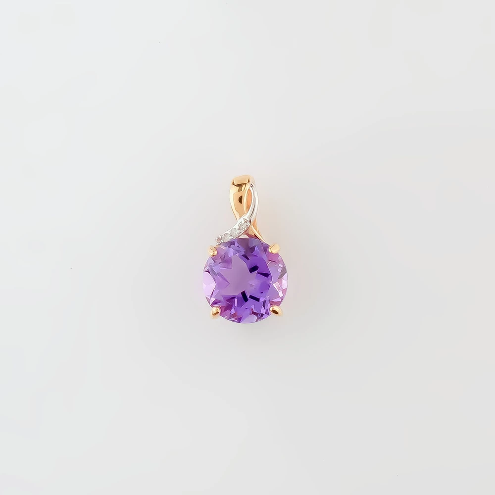 Подвес с аметистом из красного золота 585 пробы