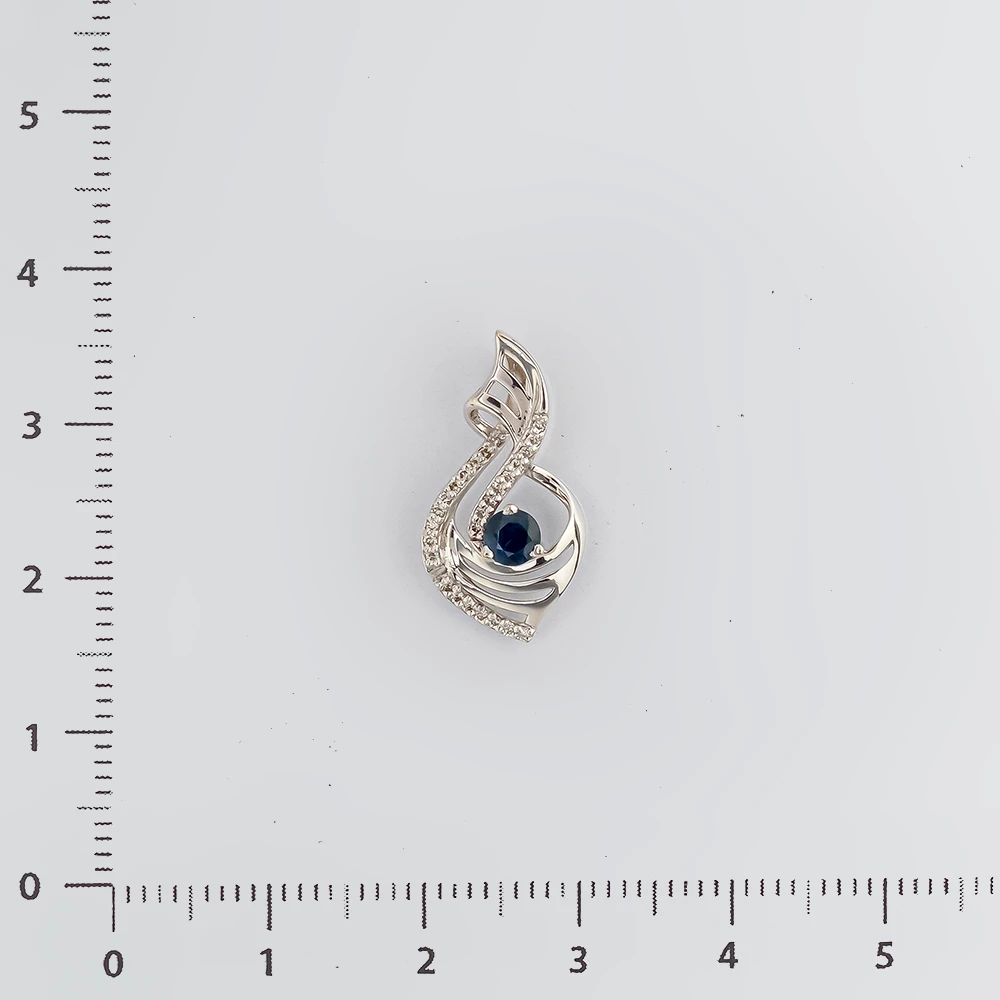 Подвес с сапфиром из белого золота 585 пробы
