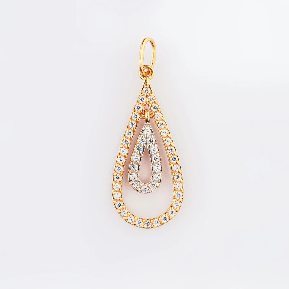 Подвес с фианитом из красного золота 585 пробы