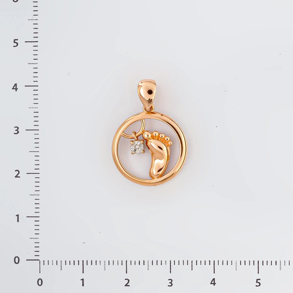 Подвес с бриллиантом из красного золота 585 пробы