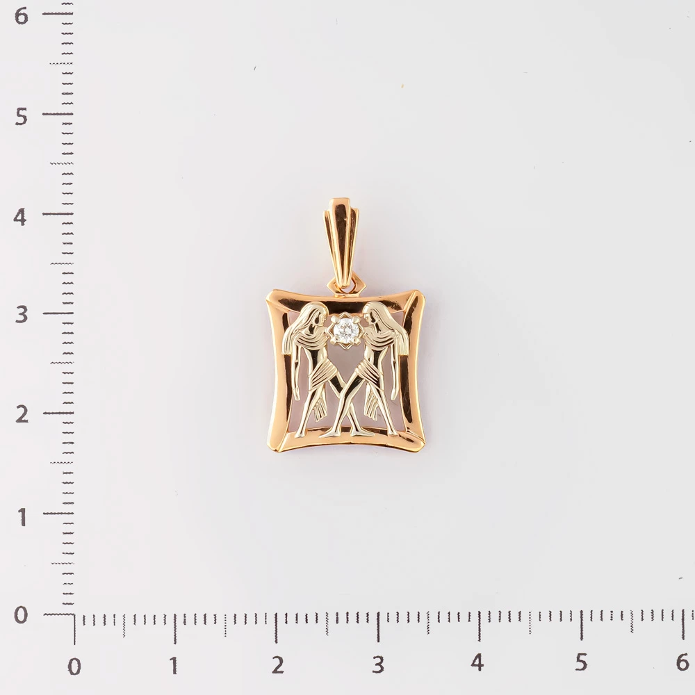 Подвес с бриллиантом из красного золота 585 пробы