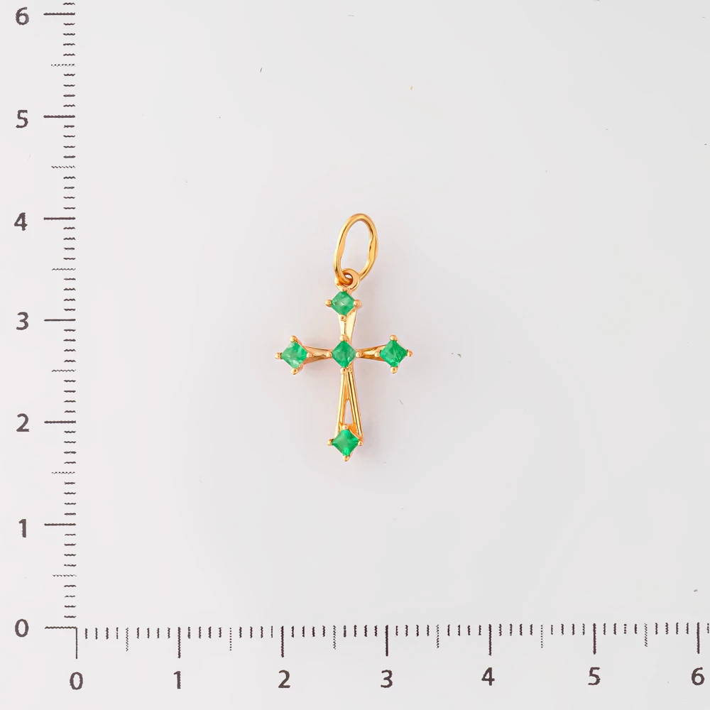 Подвес с изумрудом из красного золота 585 пробы