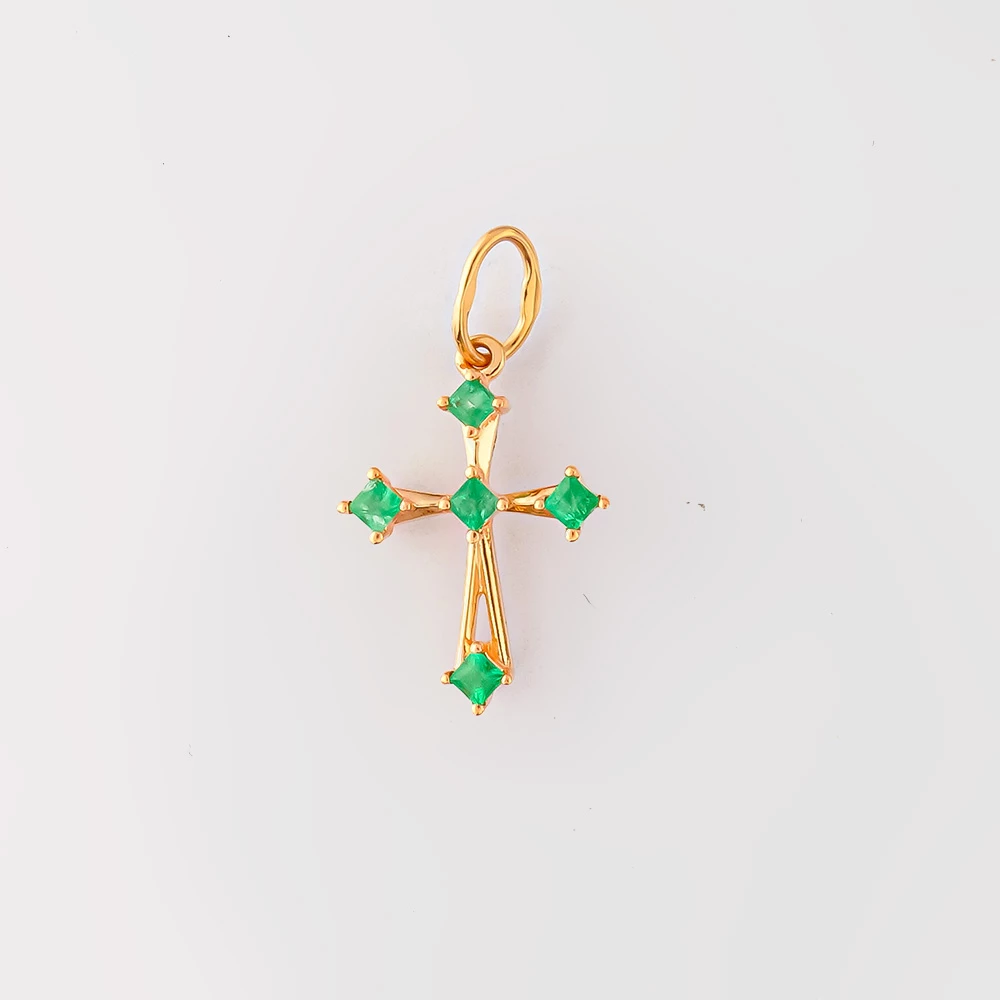 Подвес с изумрудом из красного золота 585 пробы