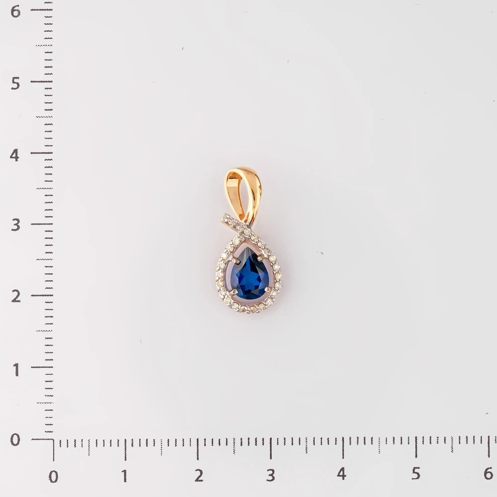 Подвес с сапфиром синтетическим из красного золота 585 пробы