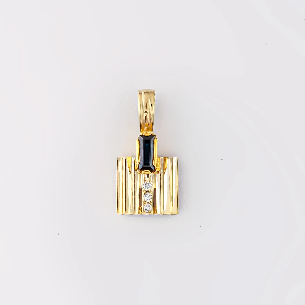 Подвес с сапфиром из желтого золота 750 пробы