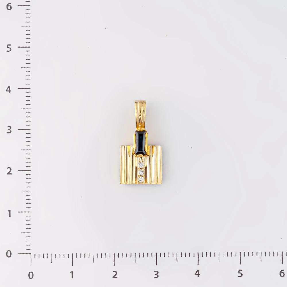 Подвес с сапфиром из желтого золота 750 пробы