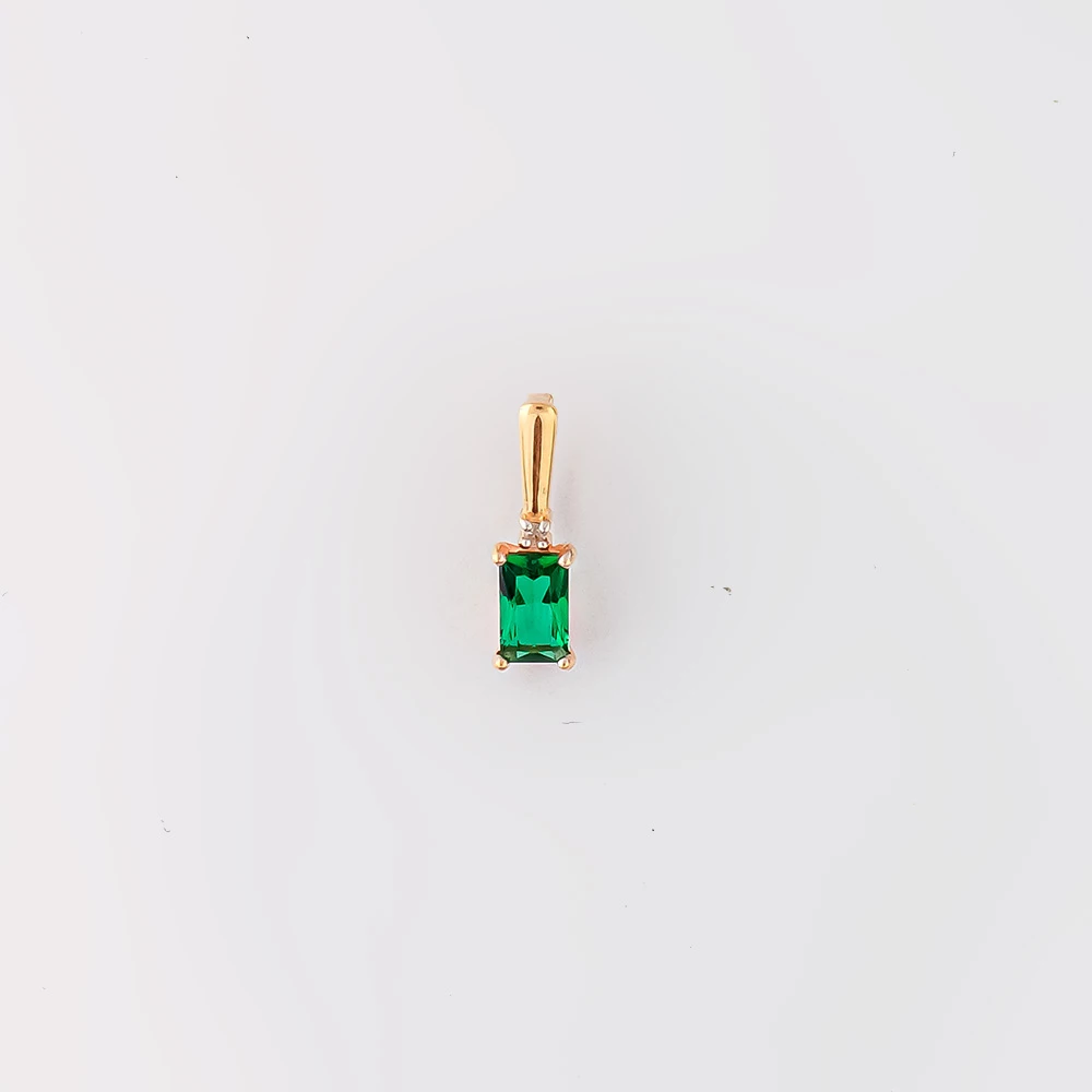 Подвес с изумрудом синтетическим из красного золота 585 пробы