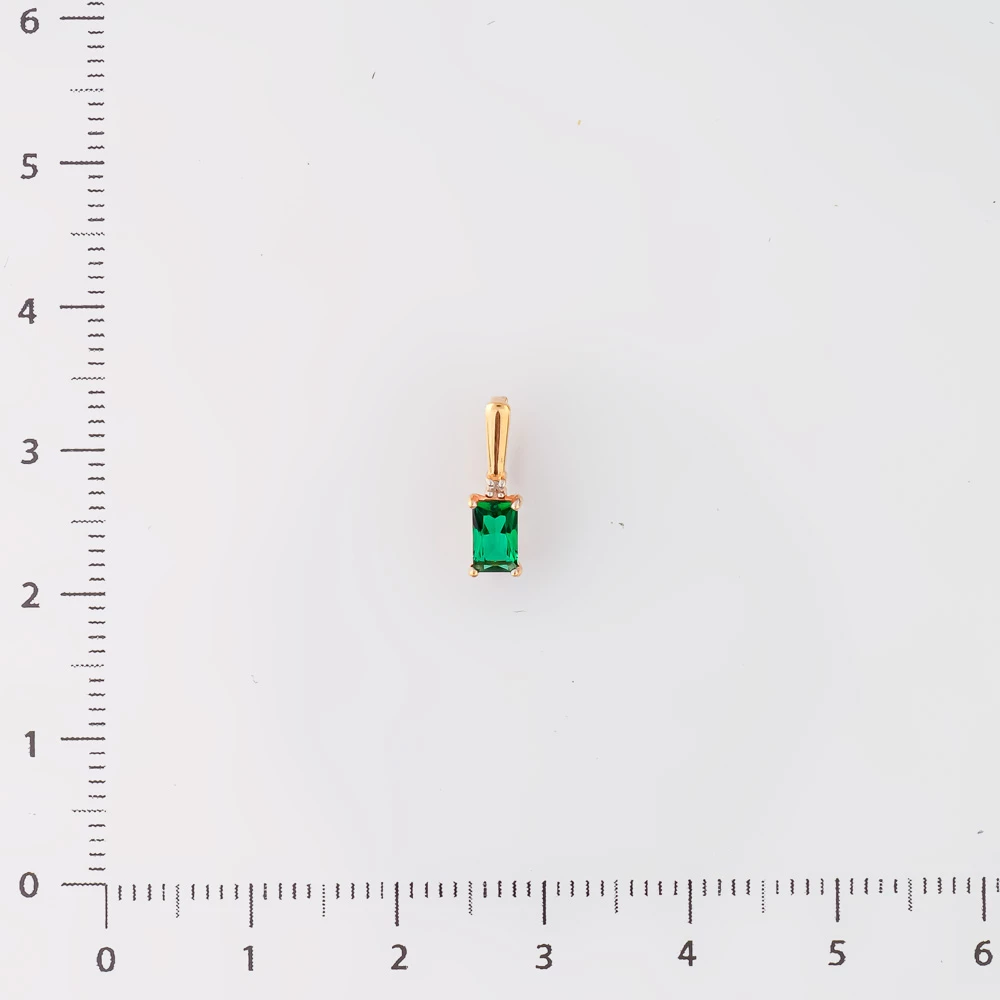 Подвес с изумрудом синтетическим из красного золота 585 пробы