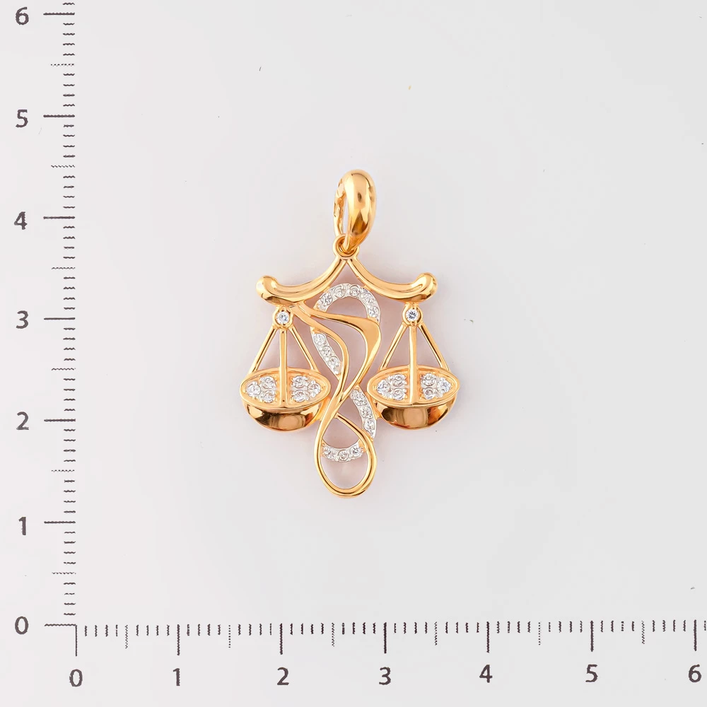 Подвес с фианитом из красного золота 585 пробы