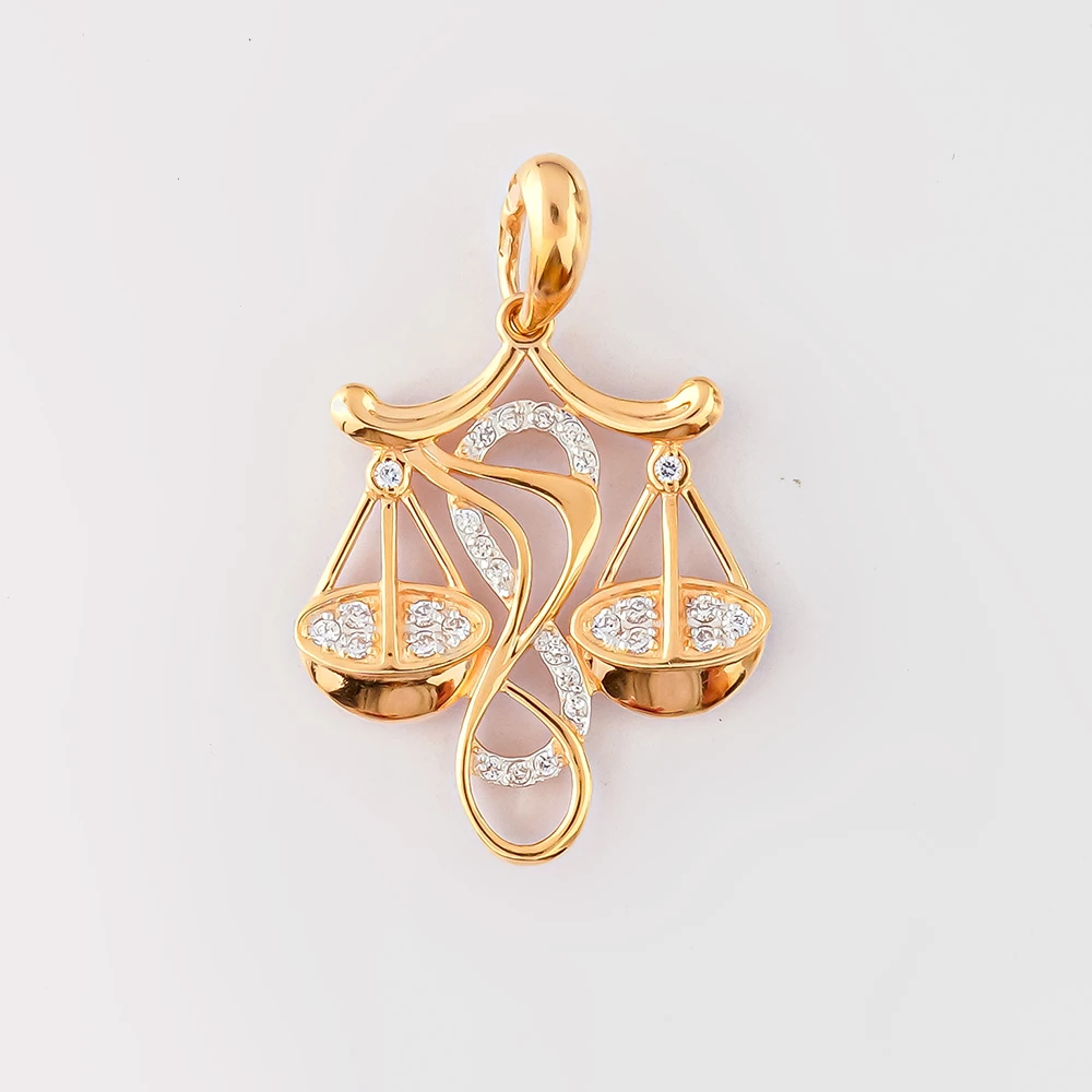 Подвес с фианитом из красного золота 585 пробы