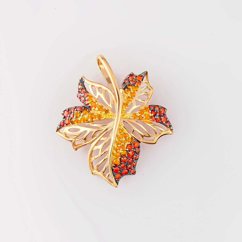 Подвес с фианитом из красного золота 585 пробы