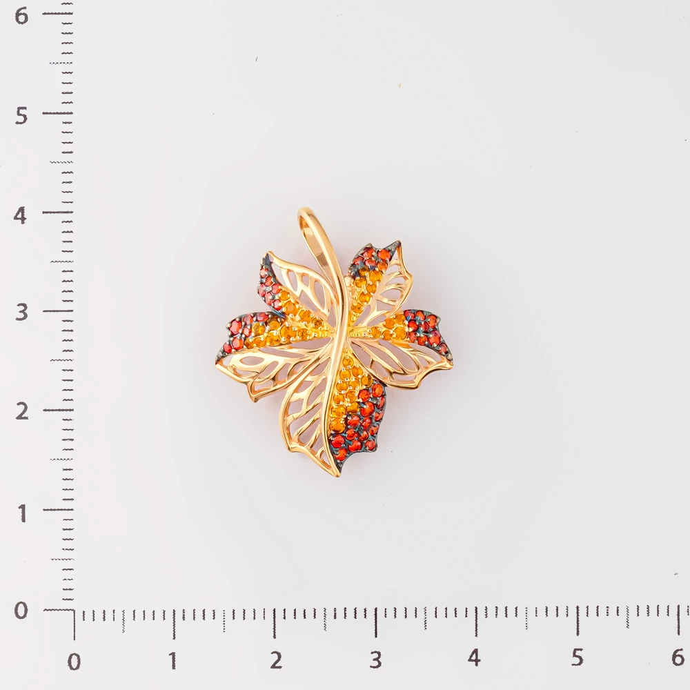 Подвес с фианитом из красного золота 585 пробы