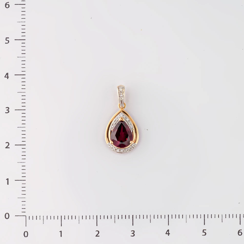 Подвес с гранатом из красного золота 585 пробы