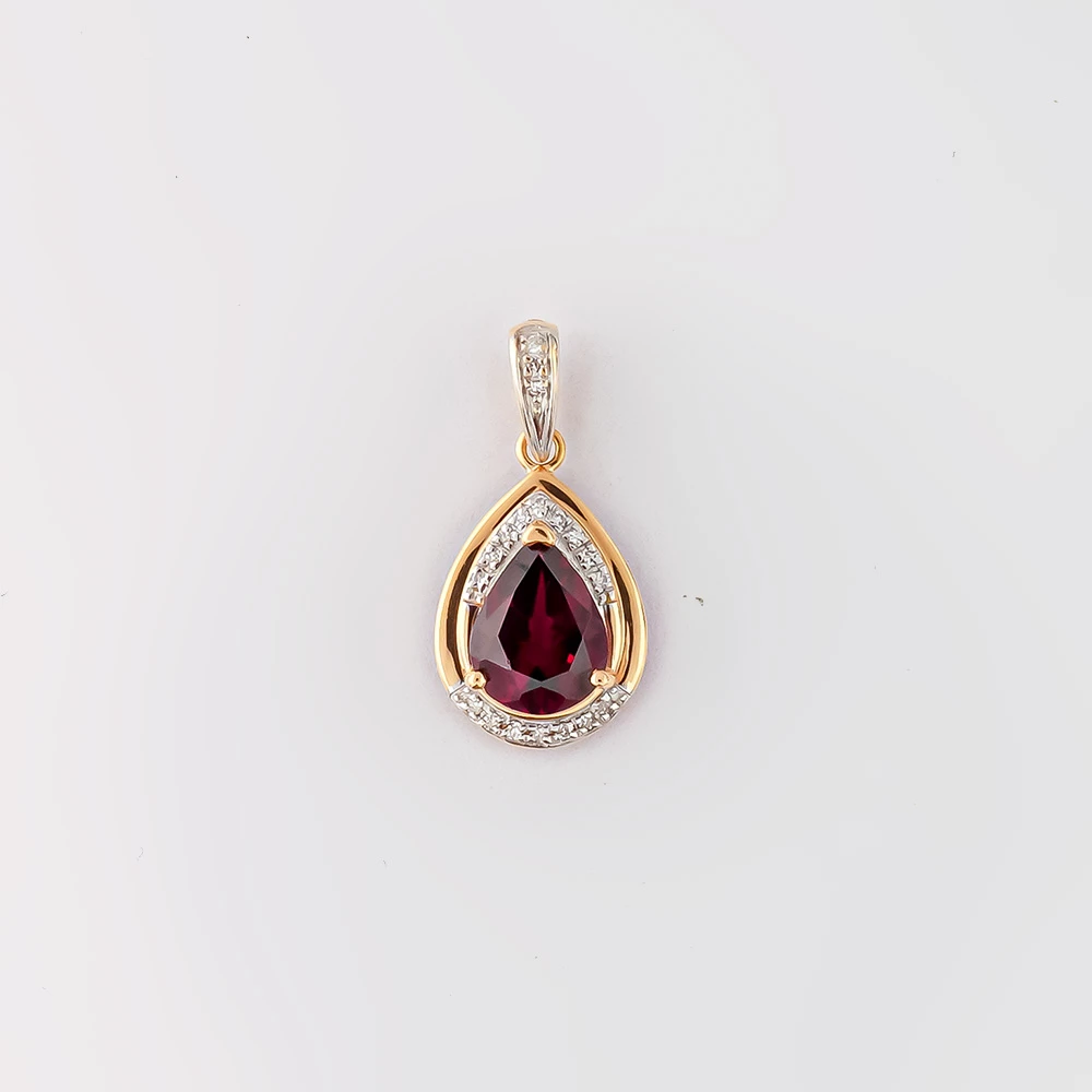 Подвес с гранатом из красного золота 585 пробы