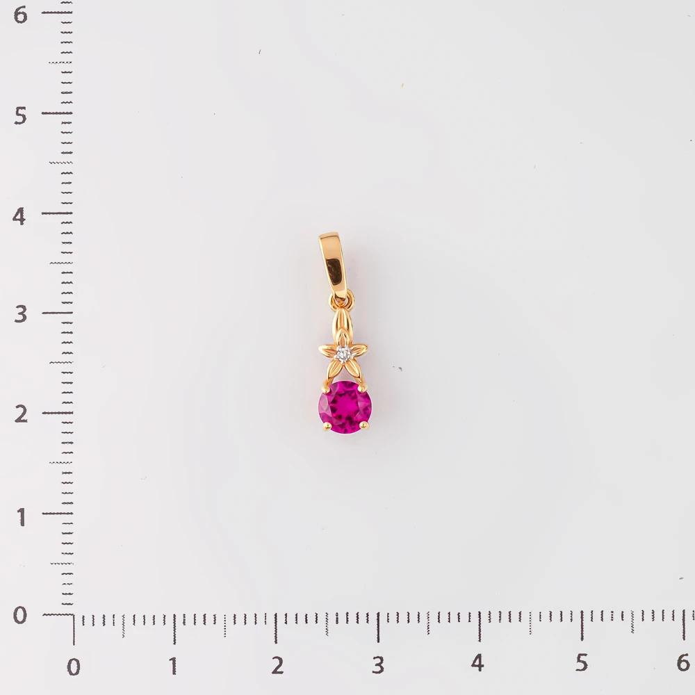 Подвес с рубином синтетическим из красного золота 585 пробы