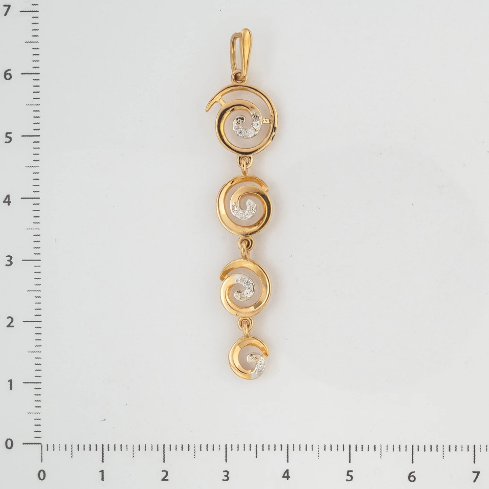 Подвес с фианитом из красного золота 585 пробы