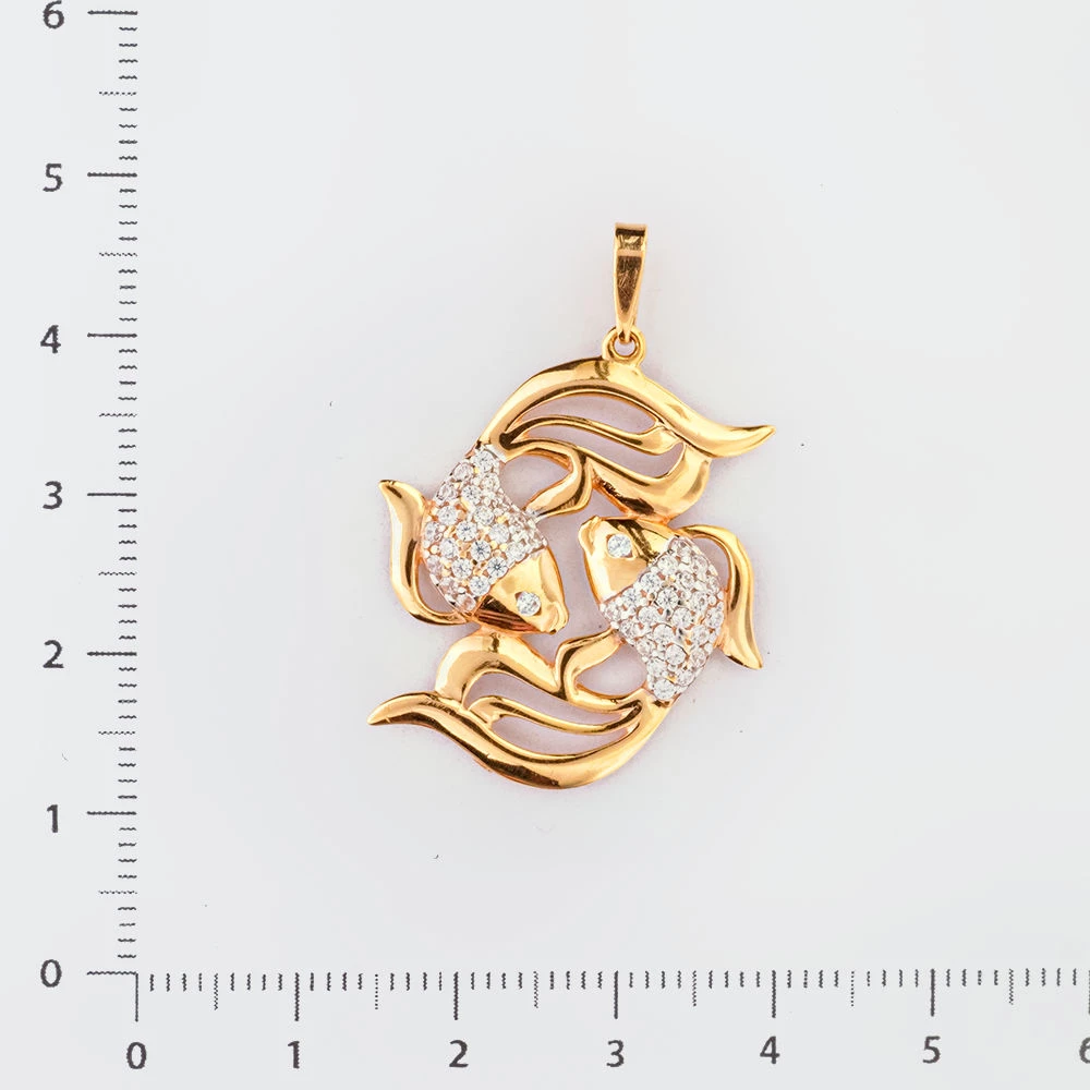 Подвес с фианитом из красного золота 585 пробы