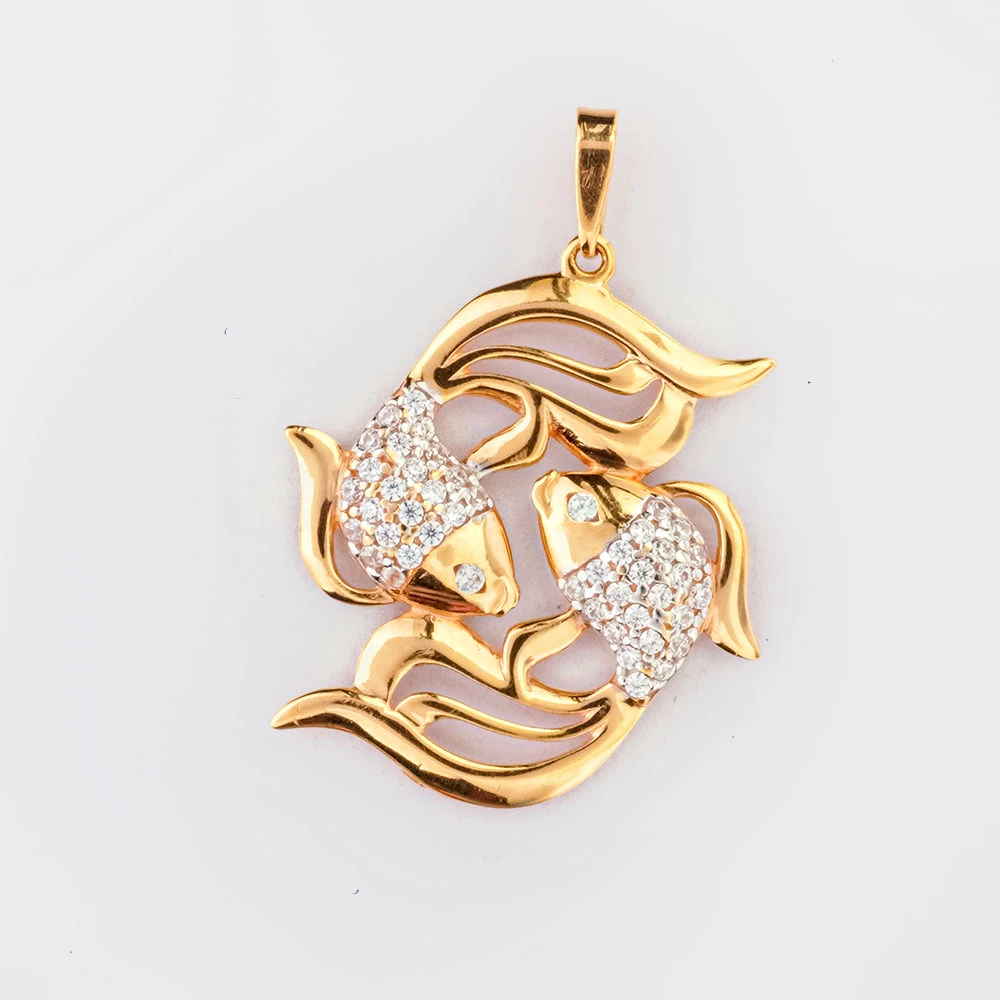 Подвес с фианитом из красного золота 585 пробы