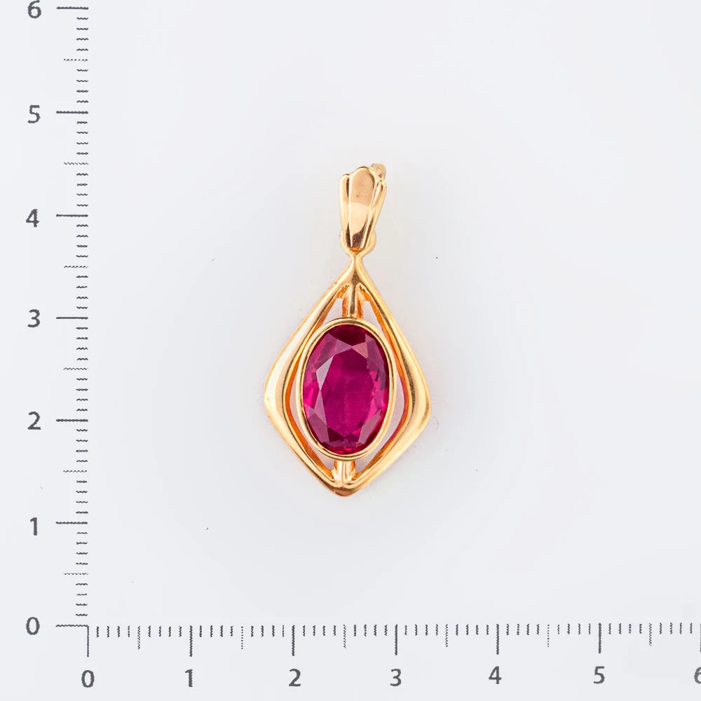 Подвес с фианитом из красного золота 583 пробы