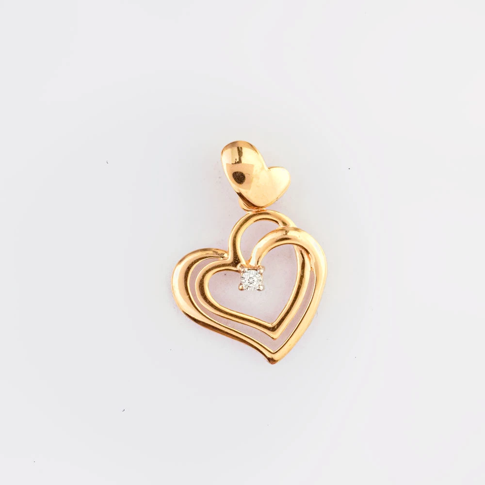 Подвес с бриллиантом из красного золота 585 пробы