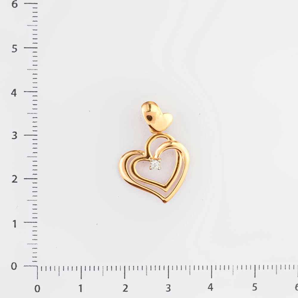 Подвес с бриллиантом из красного золота 585 пробы