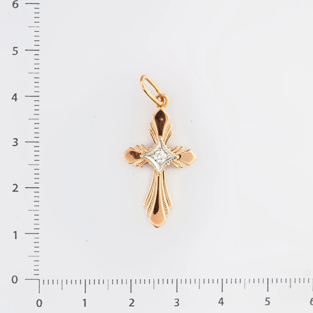 Подвес с бриллиантом из красного золота 585 пробы