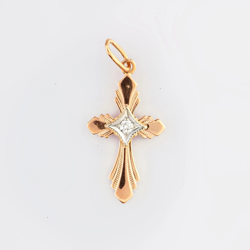 Подвес с бриллиантом из красного золота 585 пробы