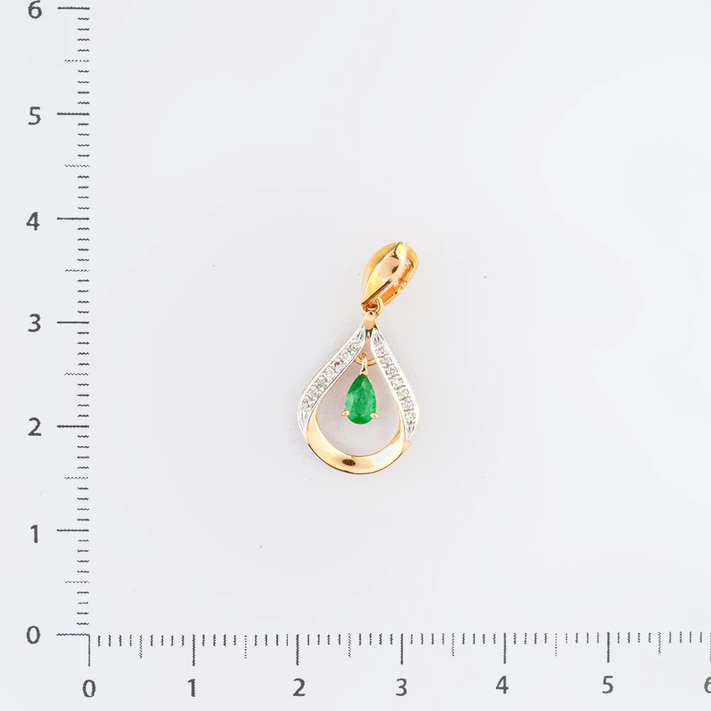 Подвес с изумрудом из красного золота 585 пробы