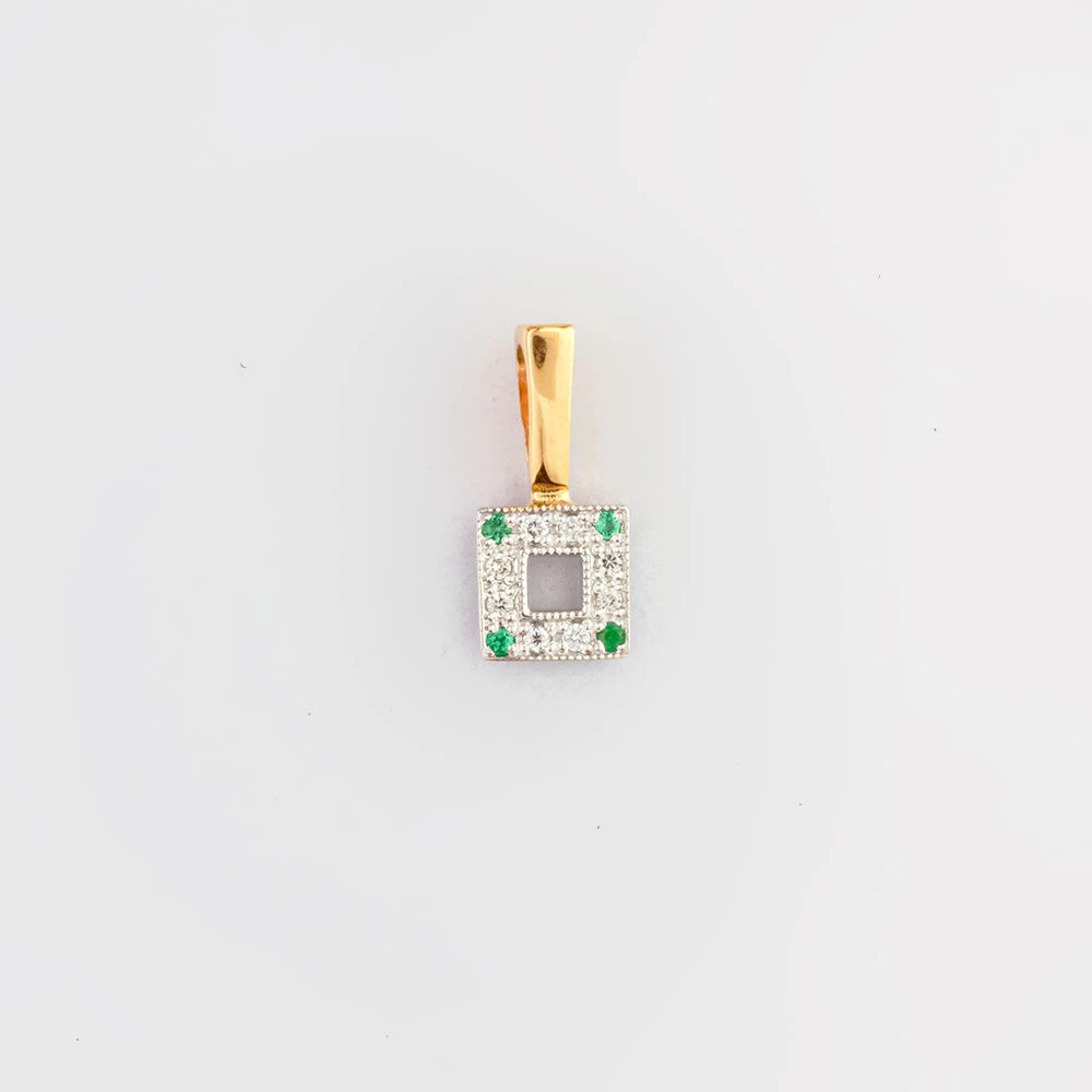 Подвес с изумрудом из красного золота 585 пробы