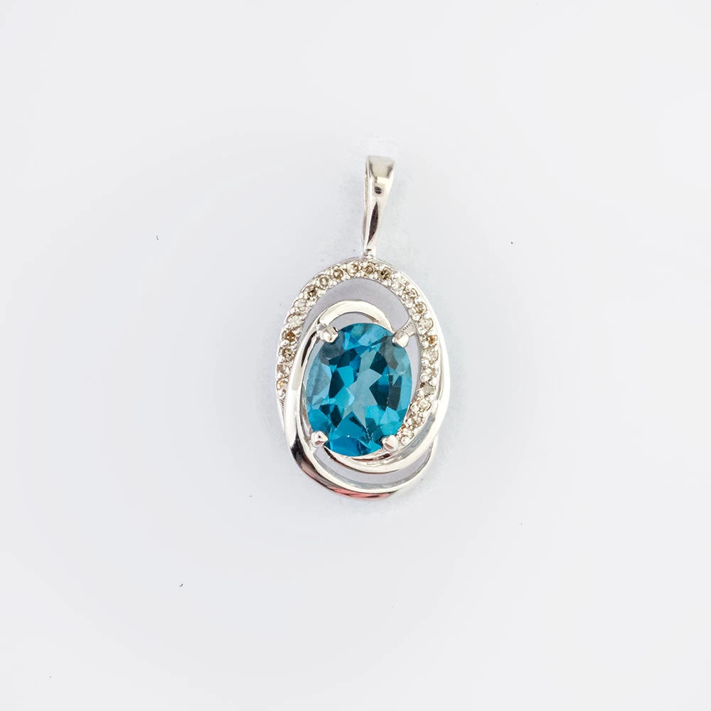 Подвес с топазом лондон из белого золота 585 пробы