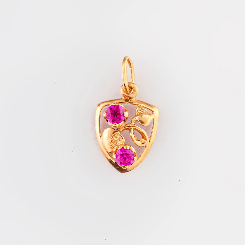 Подвес с фианитом из красного золота 583 пробы