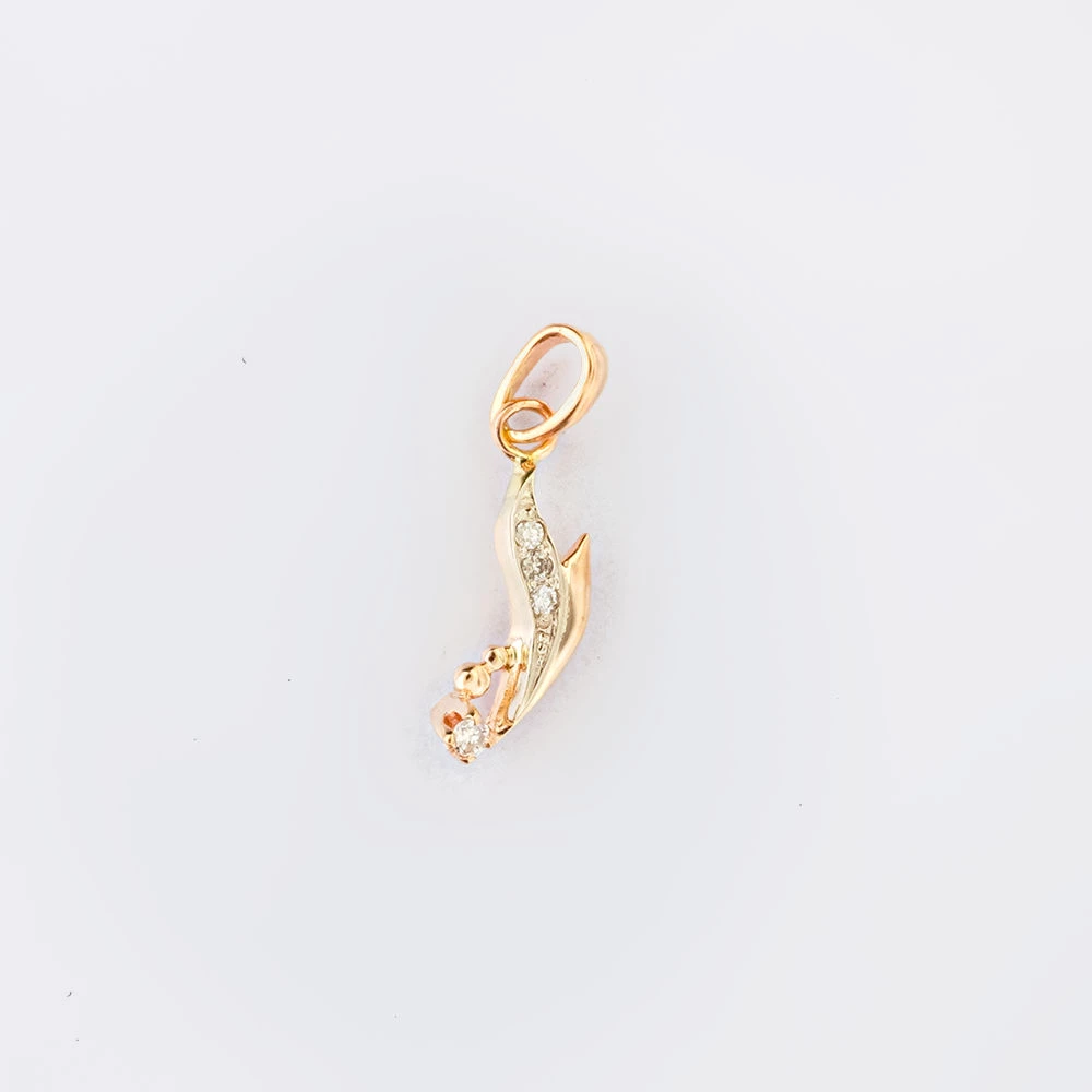 Подвес с бриллиантом из красного золота 585 пробы