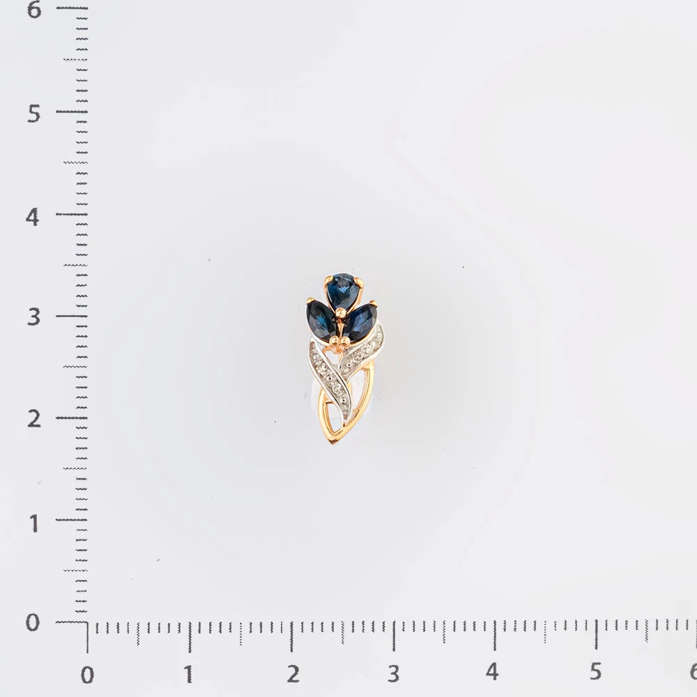 Подвес с сапфиром из красного золота 585 пробы