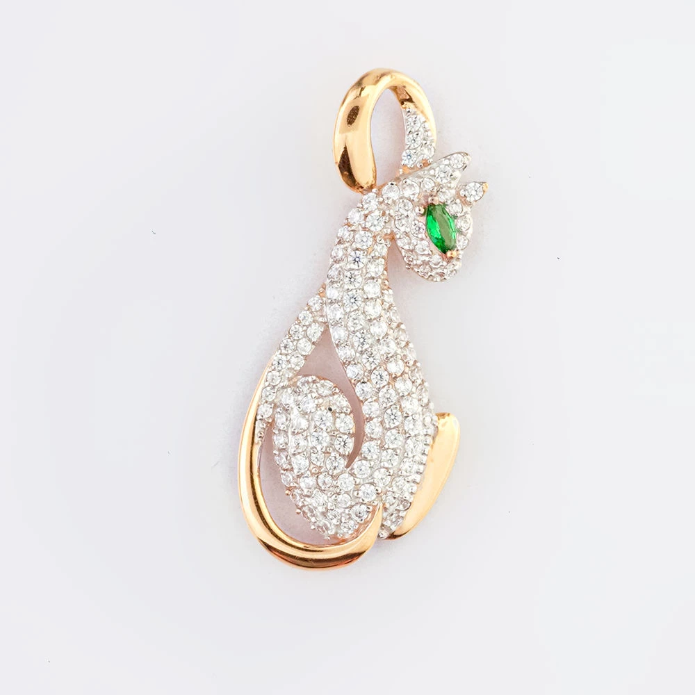 Подвес с фианитом из красного золота 585 пробы