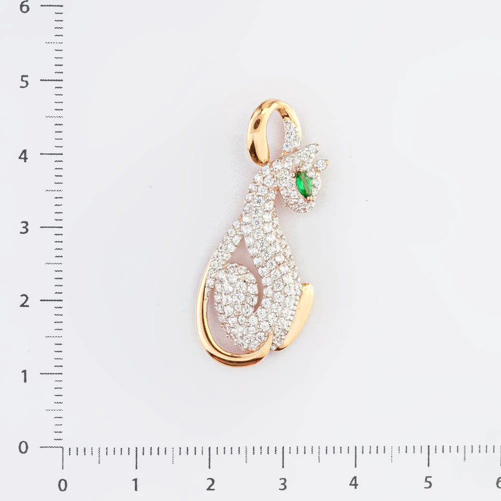 Подвес с фианитом из красного золота 585 пробы