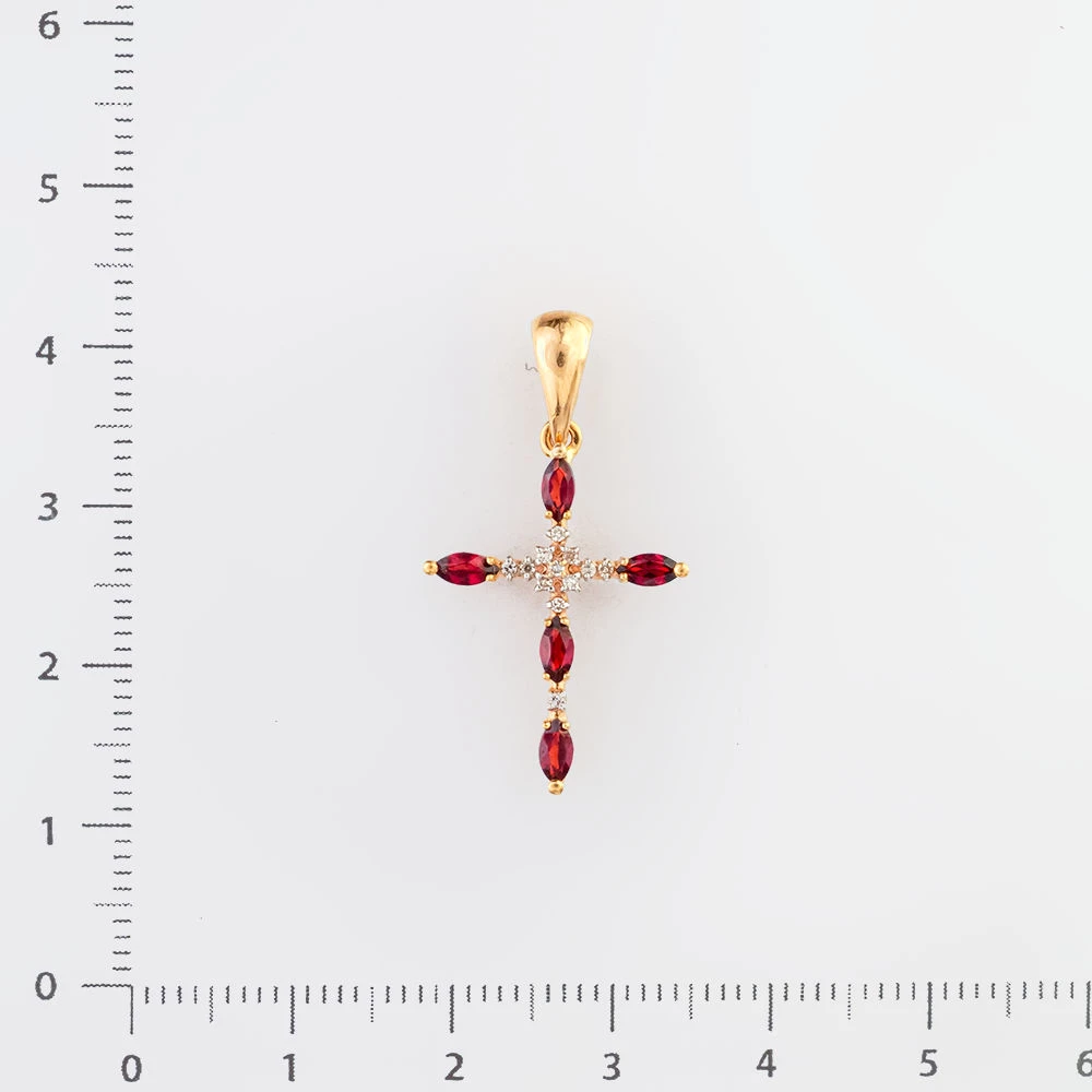 Подвес с гранатом из красного золота 585 пробы