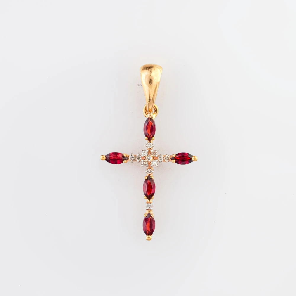 Подвес с гранатом из красного золота 585 пробы