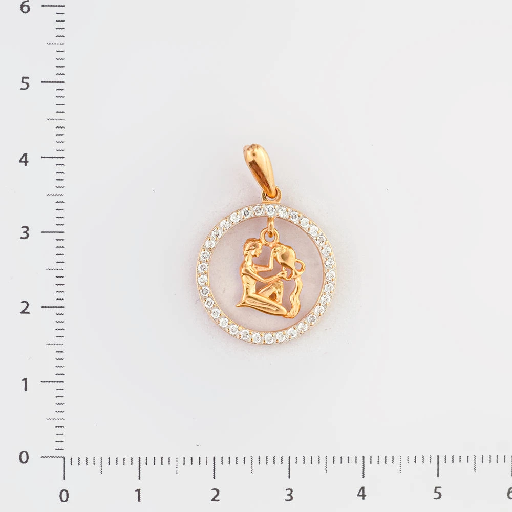 Подвес с фианитом из красного золота 585 пробы