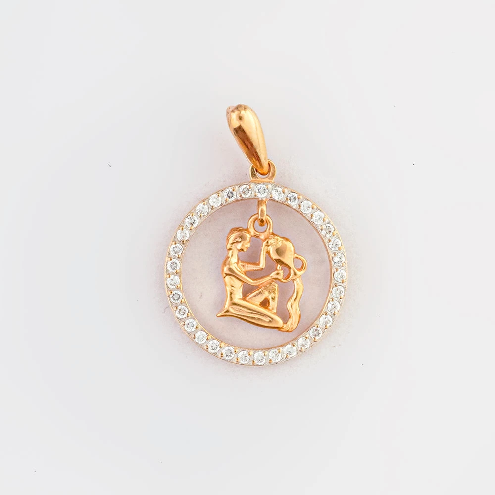 Подвес с фианитом из красного золота 585 пробы