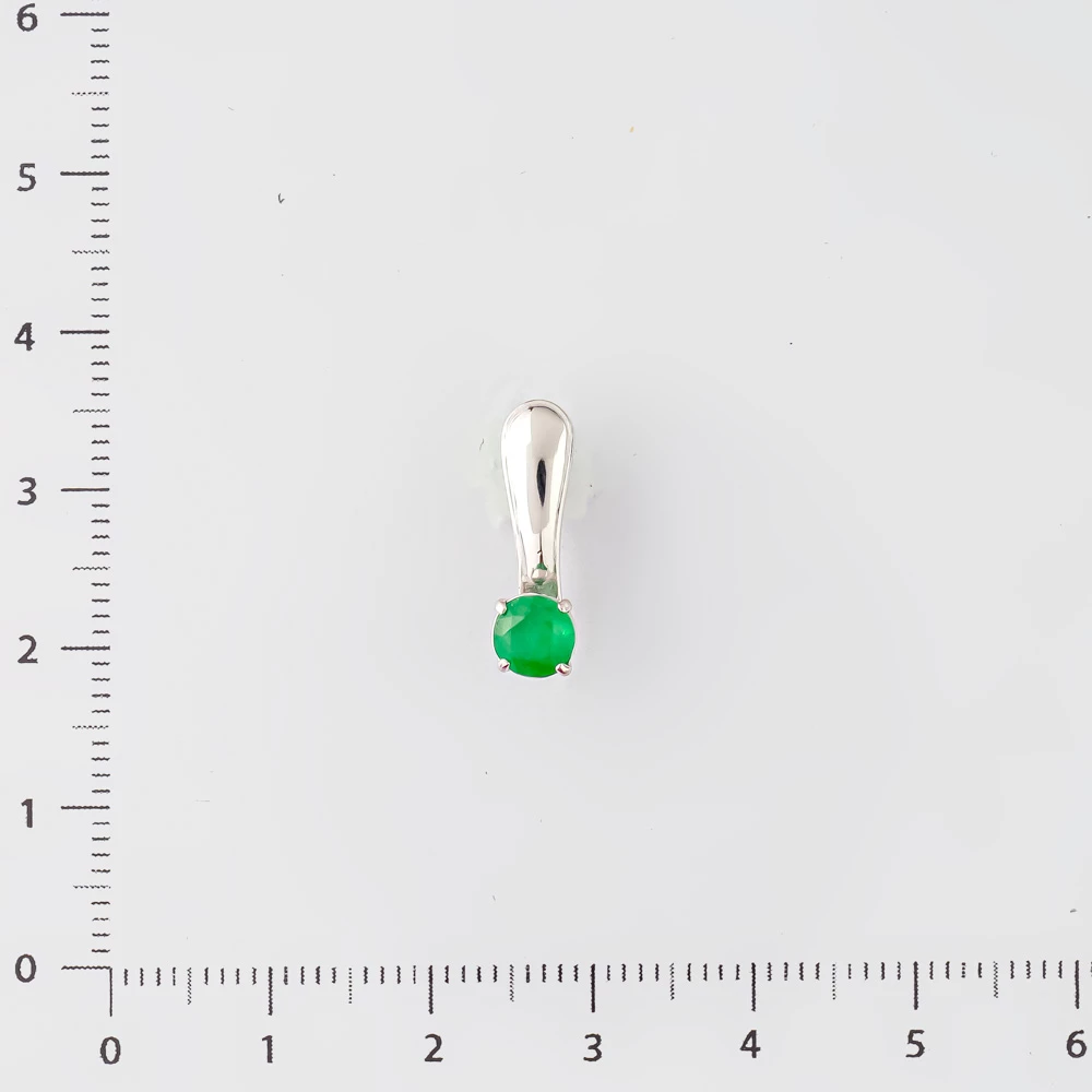 Подвес с изумрудом из белого золота 585 пробы