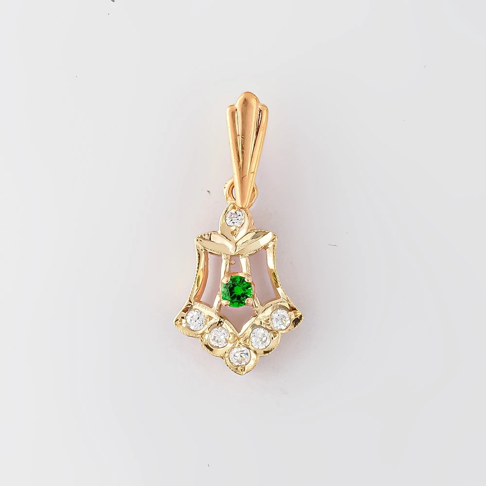 Подвес с фианитом из красного золота 585 пробы