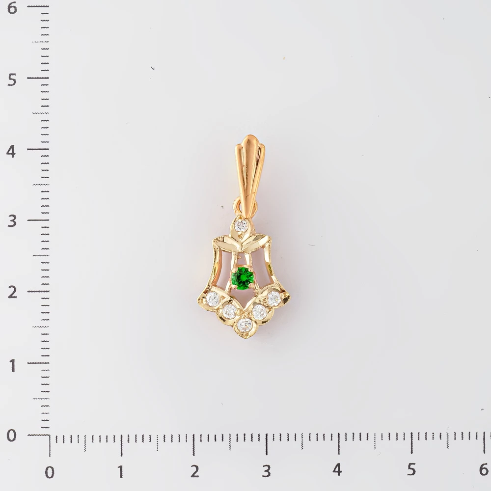 Подвес с фианитом из красного золота 585 пробы