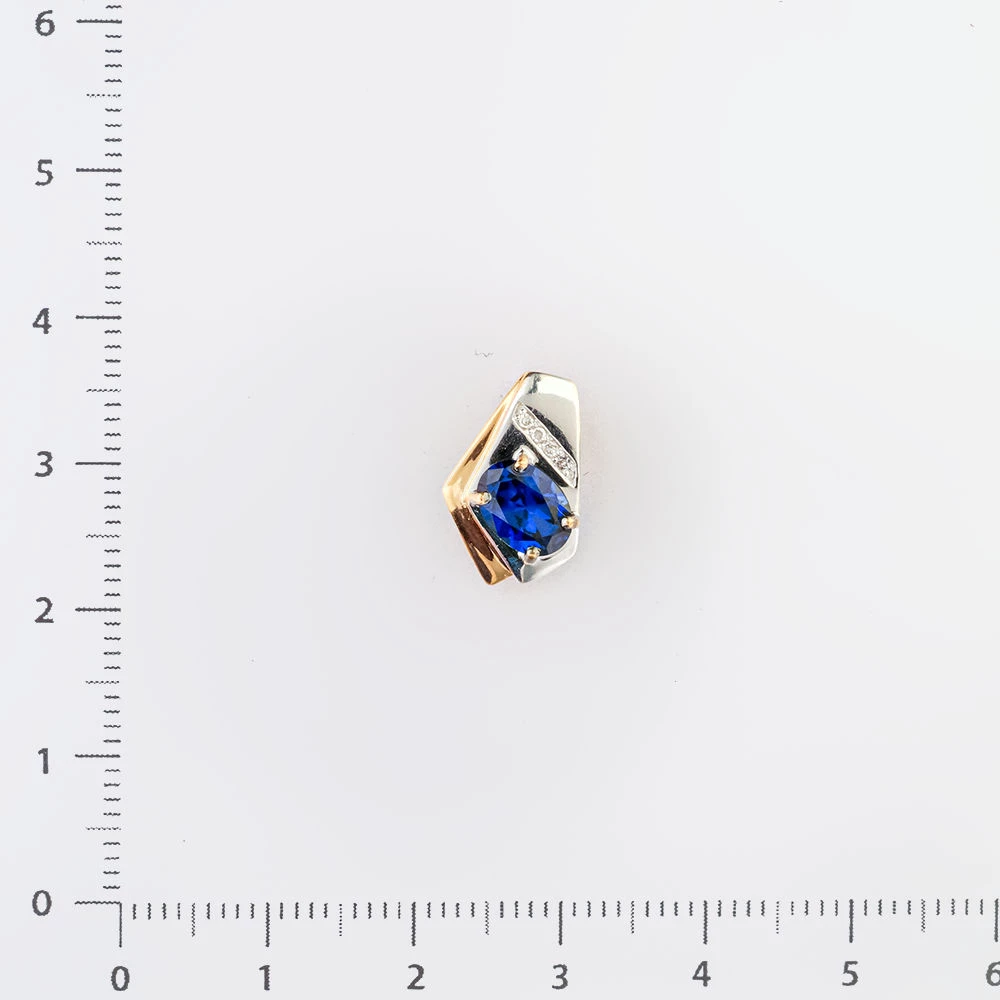 Подвес с сапфиром синтетическим из красного золота 585 пробы